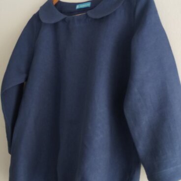 丸衿ブラウス(リネンビエラ/ストレートブルー)