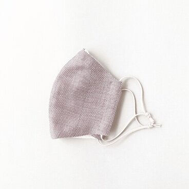 洗練×シックなココアカラー ヘリンボーン風 薄手のコットンを使った手縫いマスク