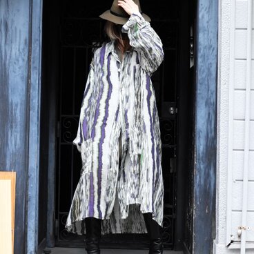 麻シルクのオーバーサイズのシャツコート【gri:n ai】