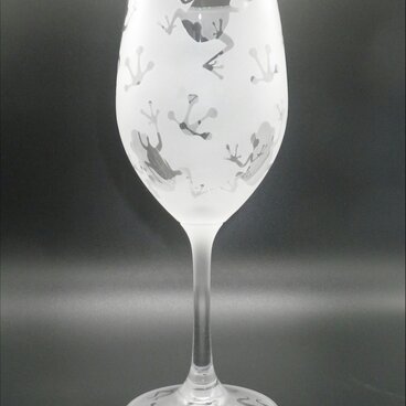 【脚付き薄ワイングラス】 カエル柄