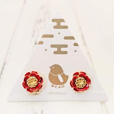 椿のイヤリング（赤）