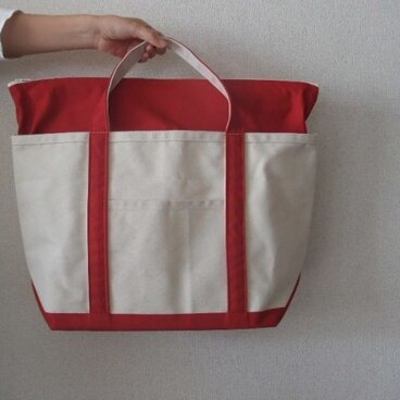 X-LARGE帆布トートバック　ﾌｧｽﾅｰ付（赤）