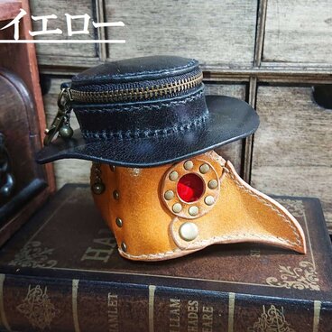 ペストマスク型ポーチ＊イエロー＊【送料無料】