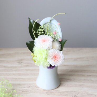 obliqueグリーン仏花（プリザーブドフラワー）