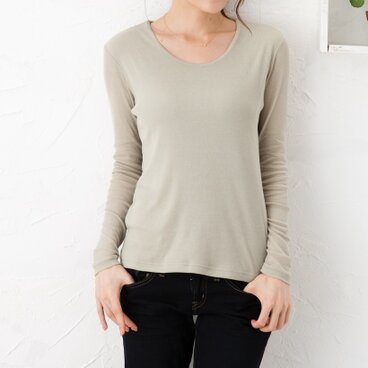 日本製/綿100％Ｔシャツ　丸首長袖　　..5834