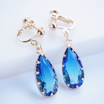 Blue ガラスイヤリング