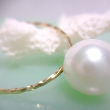 K18華奢リング　アコヤ真珠【再販】