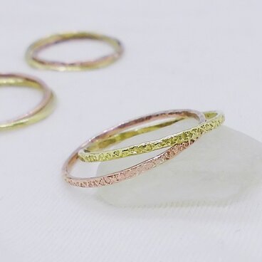 繊細リング（2連・真鍮×1/銅×1）
