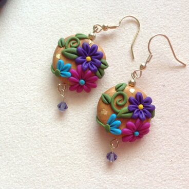 和柄のピアス パープル