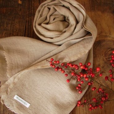 やわらかウールストール　〜伊豆大島の栗染め〜