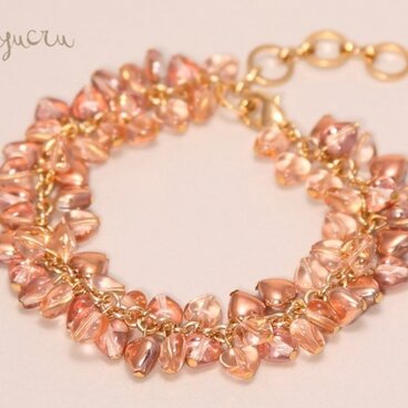 ロマンティックハート・ブレスレット【ローズピンク】