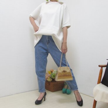 **くま様ご予約品**2465きちんと感のある衿つきブラウス　ホワイト