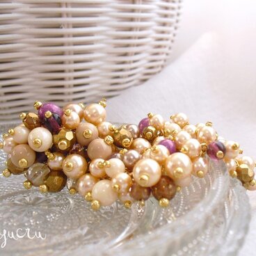 ラウンドビジューマルチチャーム【パープルMIX】