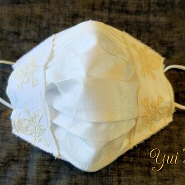 一枚布マスクカバー（アイボリー☠）