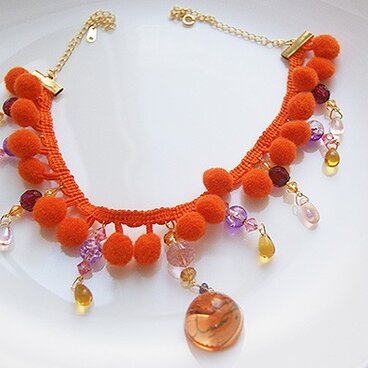 ボンボンブレードネックレス橙