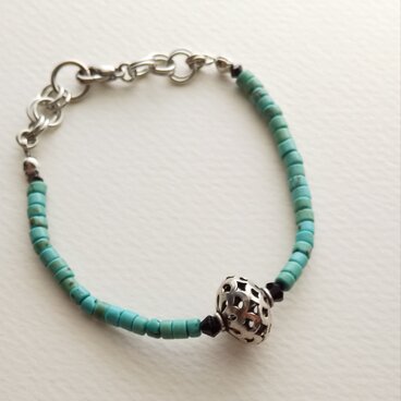 ターコイズ・シルバーパーツブレスレット