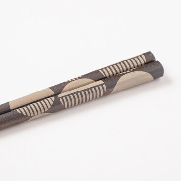 漆のお箸　くろしろ 黒・まる