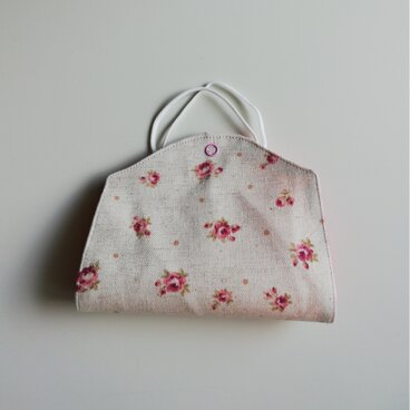 マスク仮置きケース　綿麻　花柄