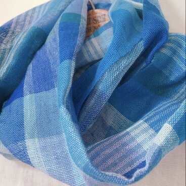 ＊手織り＊リトアニアリネンストール(ブルー)
