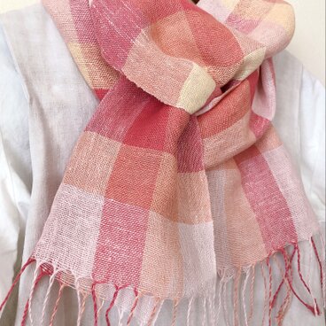 [☆SALE］＊手織り＊大人かわいいリトアニアリネンストール