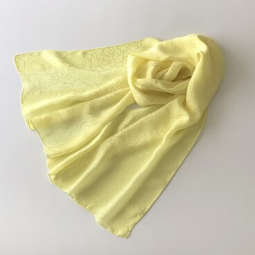 レモングラス染め　バラ柄ストライプストール