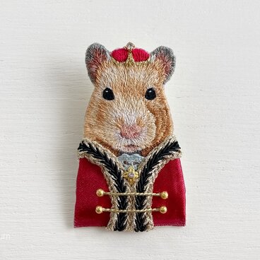 高貴な動物刺繍ブローチ9【ハムスター】