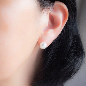 ＜10mm＞マカロン淡水パールのシンプルひとつぶピアス