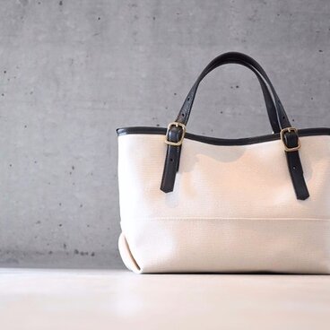 【生成り帆布とミネルバボックスのミニトートバッグ】レザーカラーを選んで作る  オリジナル