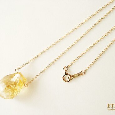 【14kgf】天然クラック入りシトリンの大粒ネックレス