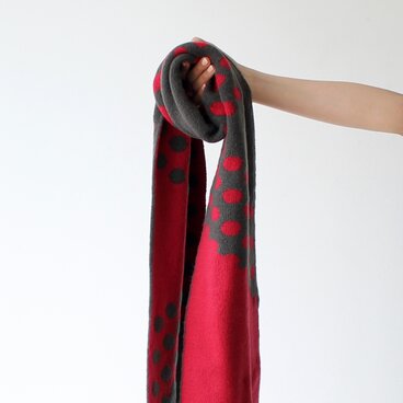 % PERCENT マフラー （ダークグレー・レッド）リバーシブル・セルフヒーター・男女兼用