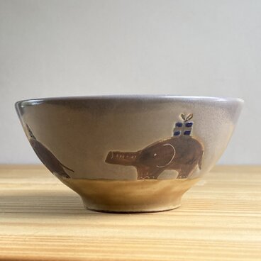 ゾウのお茶碗　グレー