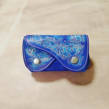 ルーズ財布　唐草模様　ロイヤルブルー   アンティーク　