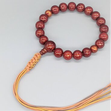 瑞雲蒔絵と溜透かし漆塗り念珠（男性用）１８玉サイズ