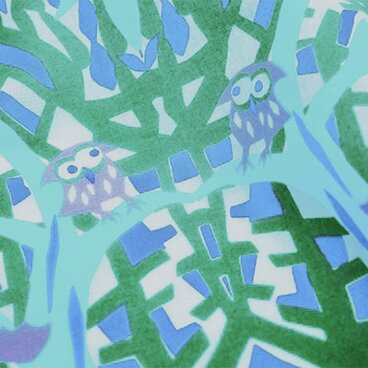 祝い文手拭い「森の動物たち（ブルー）」　作者：ひびのこづえ