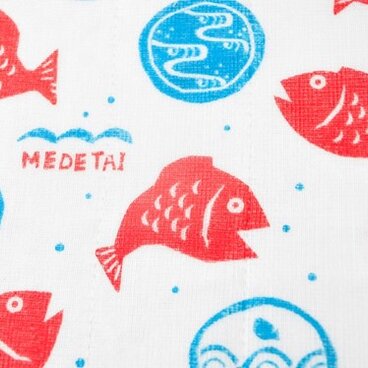 かやのふきん「目出鯛」　作者：坂田佐武郎