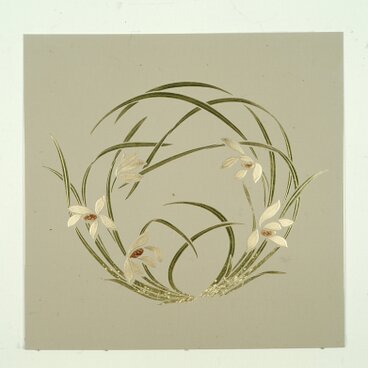 漆の天井絵　山鳩　鈴蘭