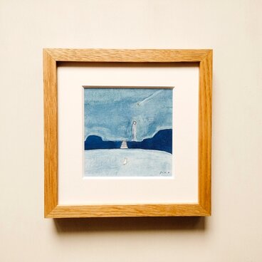 「流れ星」 原画イラスト　水彩　※木製額縁入り　一点物　インテリアアート