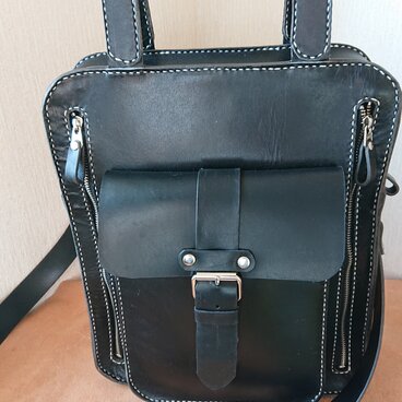 本革手縫い 2wayショルダーバック(ブラック)