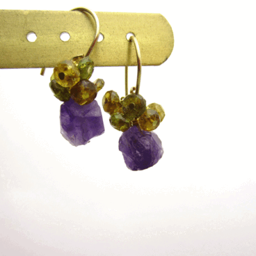 14kgf　アメジスト＆トルマリンピアス