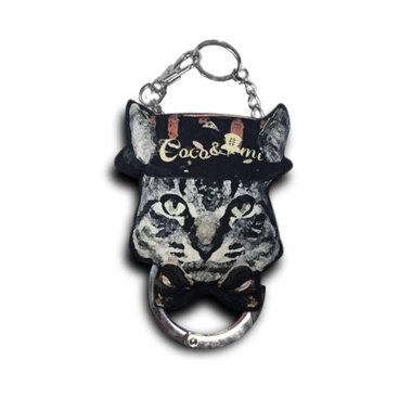 帽子、傘、スカーフの持ち歩きに！3WAYバッグチャーム(モダン猫)