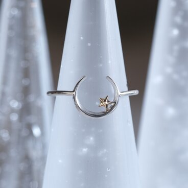 tungl og stjörnur  ring：K10YG×silver925　月と星リング　シルバー×ゴールド