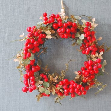 【再販】赤い実のリース（S）