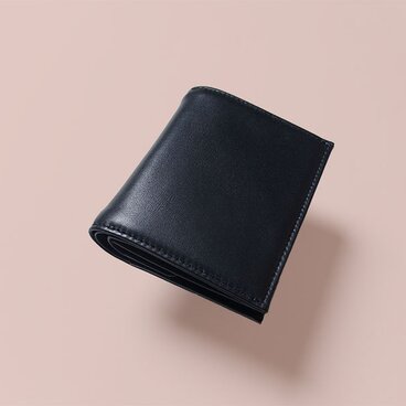 '上質イタリアンレザー'「小銭が取り出しやすい！」軽量コンパクト財布 - Short Wallet - ブラック -