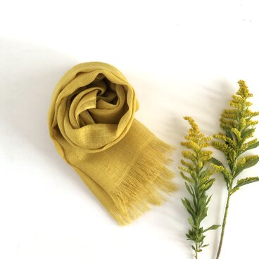 セイタカアワダチソウ染めリネンストール＊マスタード