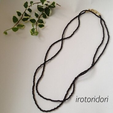 ガラスビーズ3wayロングネックレス