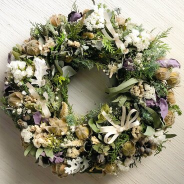 芙蓉のナチュラルドライフラワーリース！AtelierKouan