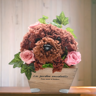 フラワーペット【トイプードル】プリザーブドフラワー 母の日 カーネーション 犬 花