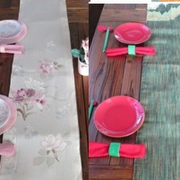 r68　飾り軸付　128x29cm　未使用帯 テーブルランナー　おしゃれ　テーブルランナー　リメイク