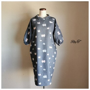 ミナペルホネン hana hane使用ハンドメイド 丸襟袖ふんわりワンピース★着丈100cm バスト110cm ★