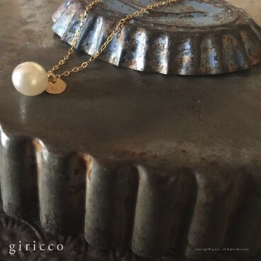 ヴィンテージスフレガラスパール（ドイツ製）× K14GFゴールドのシンプルでキレイなネックレス（TJ11015）